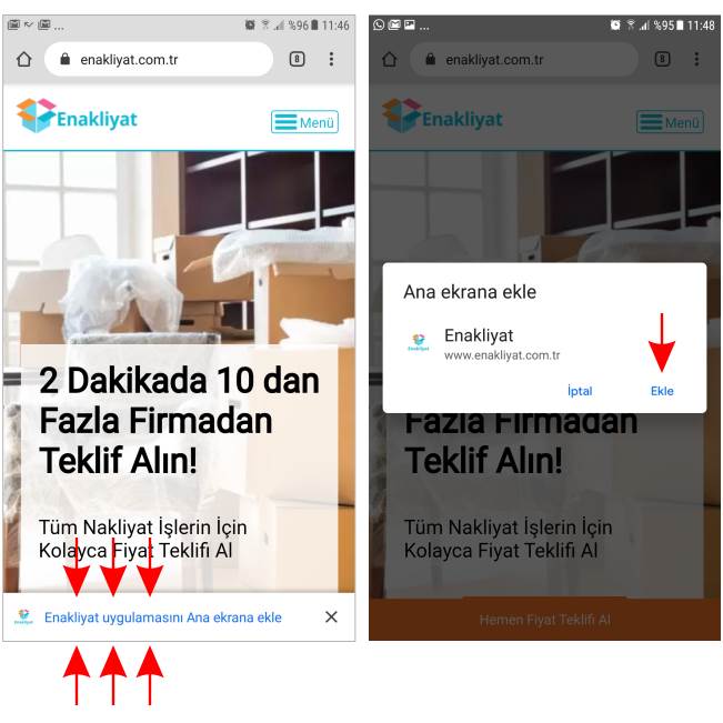 Enakliyat PWA indirme Enakliyat PWA indirme