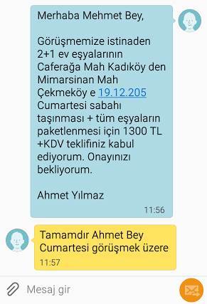 Nakliyat Firmanıza SMS Atın